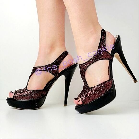 Miu Miu Patent Leather Purple Glitter Platform High Heel Shoes - Picture 2 of 15